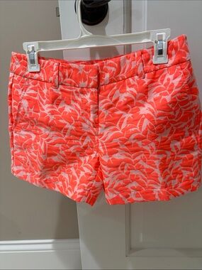 Loft Women's Neon Orange Leaf-Print Quilted Shorts